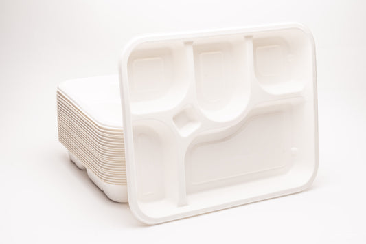 BAGASSE 5CP DEEP MEAL TRAY [25 Pack]