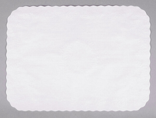 14" x 19" White Embossed Tray mat with Scalloped Edge [1000/Case]