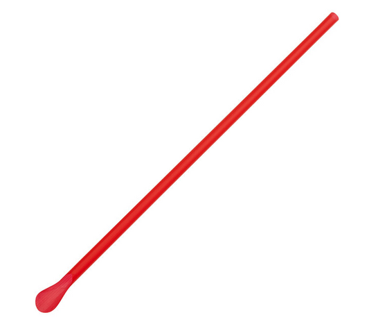 Karat 9.45'' Spoon Straws Plastic Wrapped, Red [5,000/Case]