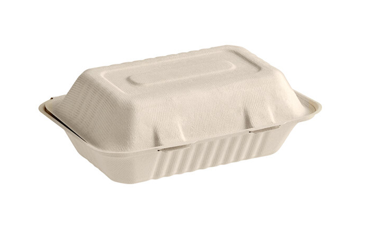 Wellcare 9" x 6" x 3" Bagasse Clamshells BC206 [200/Case]