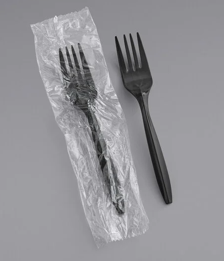 Heavy Weight Plastic Fork Individually Wrapped, Black [1000 Pack]