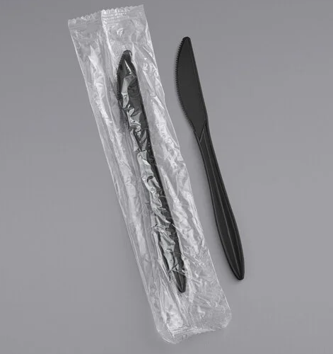 Heavy Weight Plastic Knife Individually Wrapped, Black [1000 Pack]