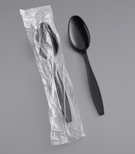 Heavy Weight Plastic Teaspoon Individually Wrapped, Black