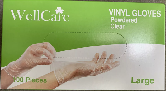 Wellcare Vinyl Powder Free Gloves, L (10/100)