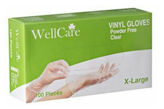 Wellcare Vinyl Powder Free Gloves, X-Large (10/100)