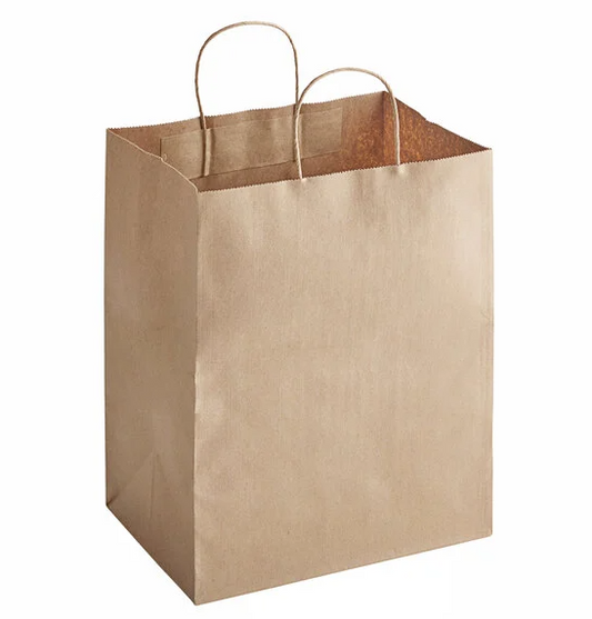 Kraft 10 1/2" x 6 1/4" x 14" Shopping Bag With Handle 500/case