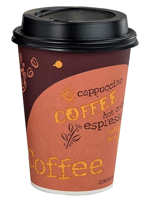 Quality & Value 10 oz Paper Hot Cups with Cafe Print 1000/case