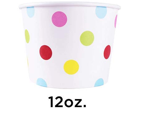 12 oz Paper Food/Ice Cream/Yogurt Cup, Dot Print [1000/Case]