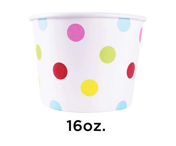 Karat 16 oz Paper Food/Ice Cream/Yogurt Cup, Dot Print [1000/Case]