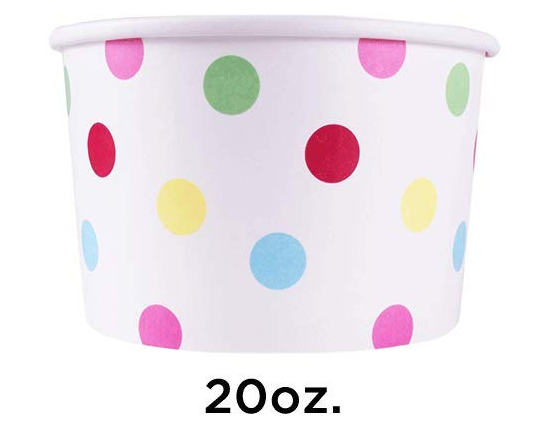 20 oz Paper Food/Ice Cream/Yogurt Cup, Dot Print [600/Case]