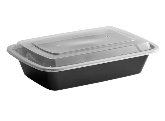 IN 28 oz Microwaveable Rectangular Containers with Lids (150/Case)