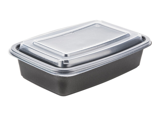 IN 32 oz Microwaveable Rectangular Containers with Lids (150/Case) Translucent