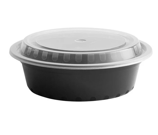 IN 32 oz Microwaveable Round Containers with Lids (150/Case) Translucent